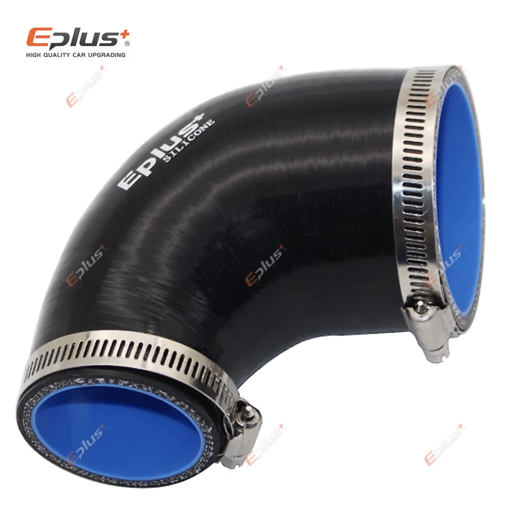 EPLUS Universal Silicone Tubing Hose 90 Degrees Big to Small Connector Car Intercooler Turbo Intake Pipe Coupler Black Multi Siz