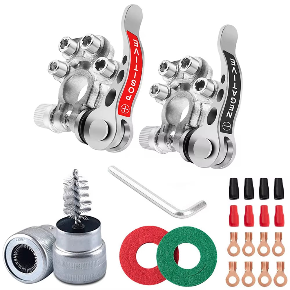 Car Battery Terminal Quick Release Disconnect Battery Terminals Copper Wire Lugs Cable Clamp Screw Connection Kit for Auto Boat