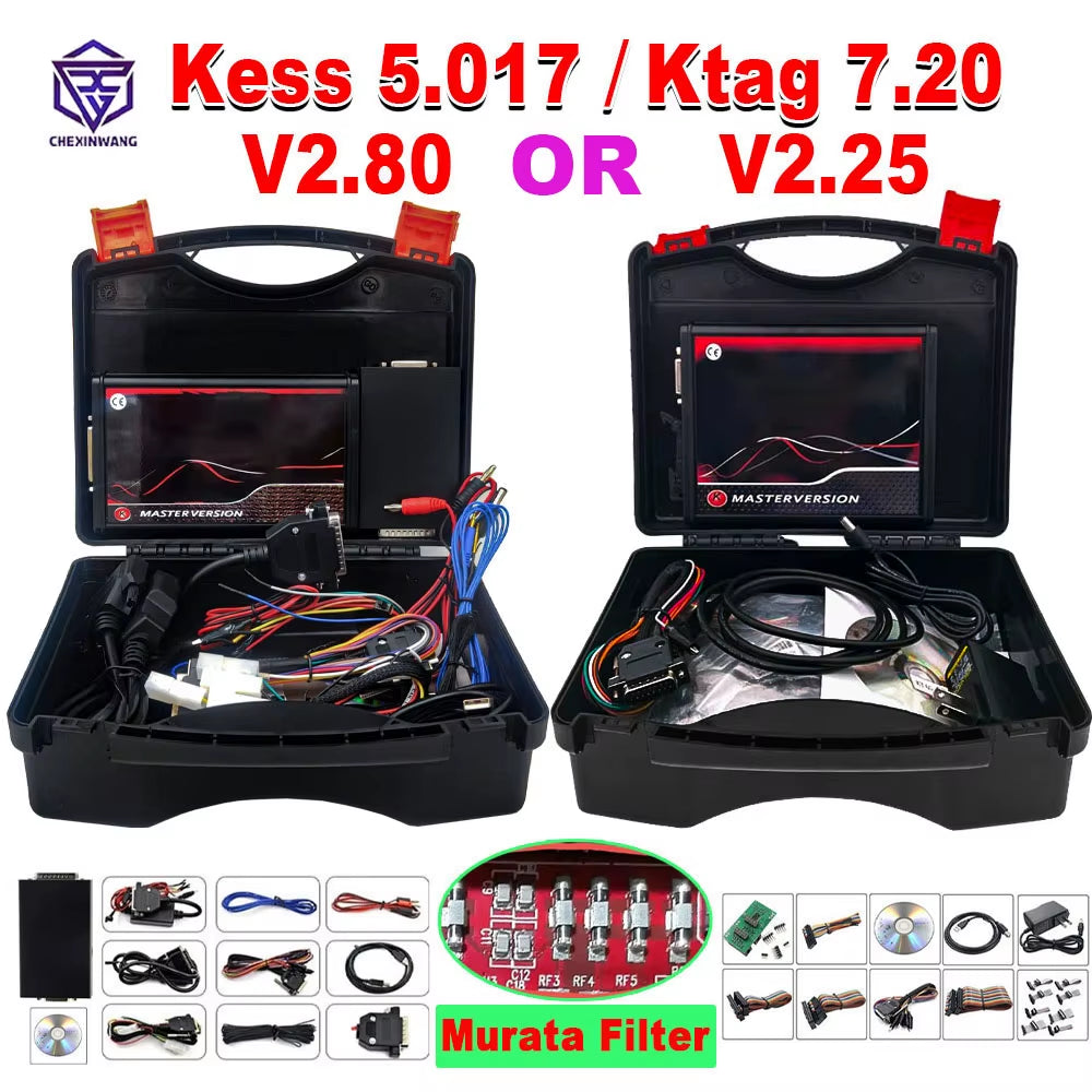 Kess KTAG ECU Chip Tuning Kit Kess V2 V5.017 2.80 EU Red KTAG 7.020 2.25 OBD2 Online Unlimited Repair Kit Car Truck with Toolbox