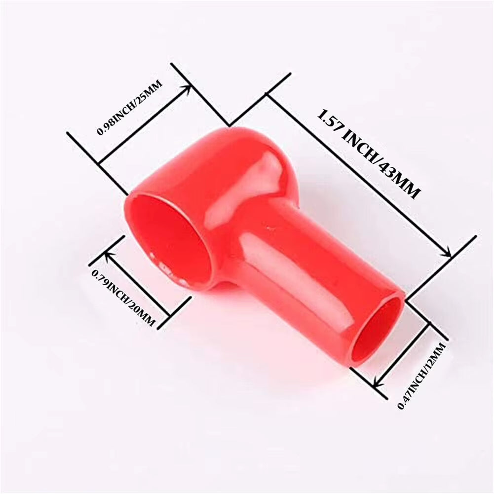 20 Pcs Battery Terminal Boots Covers Insulating Protector Cable Lug Caps Insulating Covers Replacement Tools Red/Black 12X20Mm