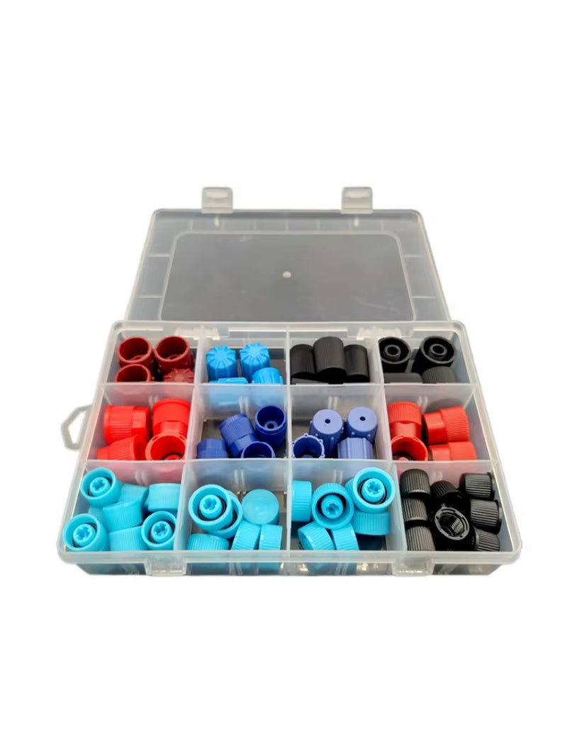 77 PCS Universal Car Auto A/C R134A R12 High Low Side AC System Valve Core Dust Caps Set Air Seal Replacement Air Conditioning