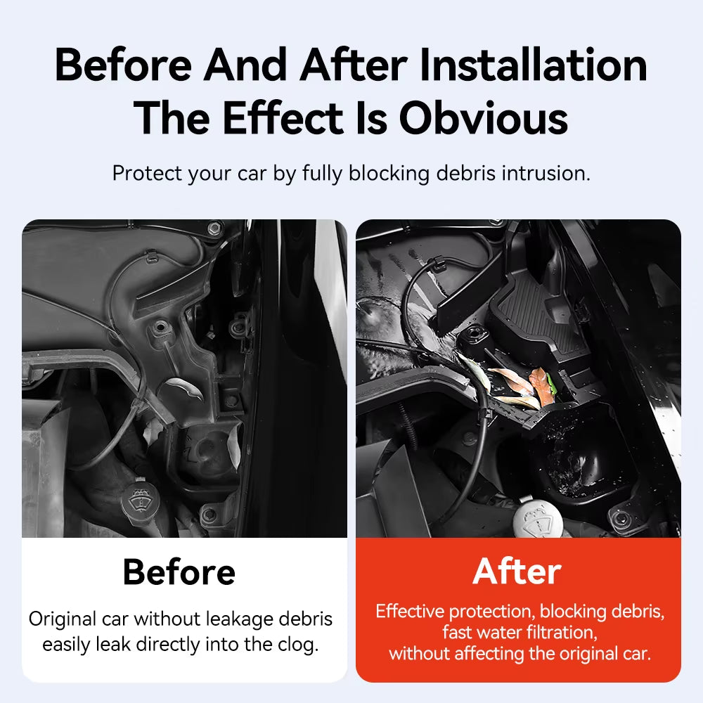 for Tesla Model 3 2024 Highland Hood Water Barrier Box Water Guide Grille Channel Blocking Filter Cover Model Y Accessories