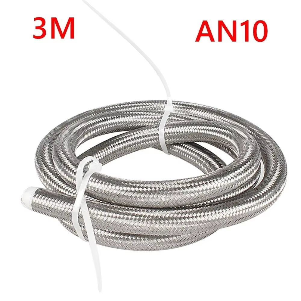 1M 3M 5M 16FT AN4 AN6 AN8 AN10 AN12 Oil Fuel Hose Oil Gas Cooler Hose Line 5M Pipe Tube Nylon Stainless Steel Braided Line