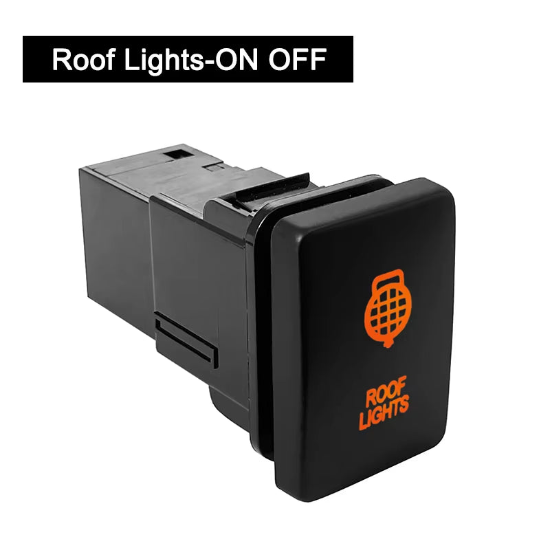 12V Car Push Button Switch with Cable Connector Orange Led Light Bar for Toyota Prado 150 200 Landcruiser Hilux RAV4 Carolla