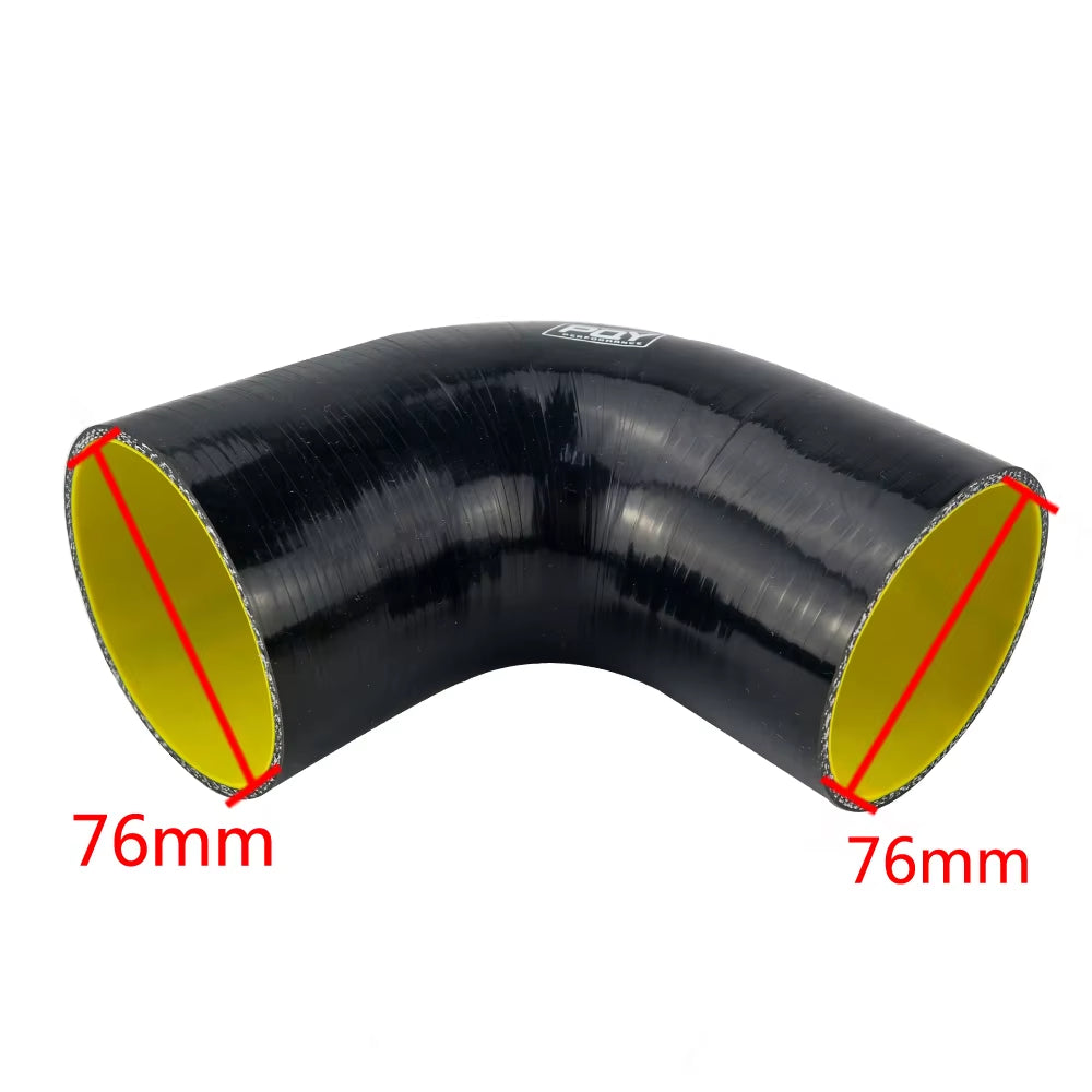 VR - 3" 76Mm 90 Degree Elbow Silicone Hose Pipe Turbo Intake Blue Black Vr-Sh9030-Qy