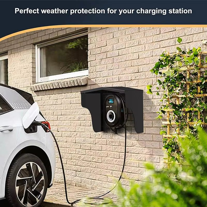 Aluminum Charging Station Protective Roof Rain Cover for Car Charging Port Electrical Outlet Cover Wall Mount Cover Kit