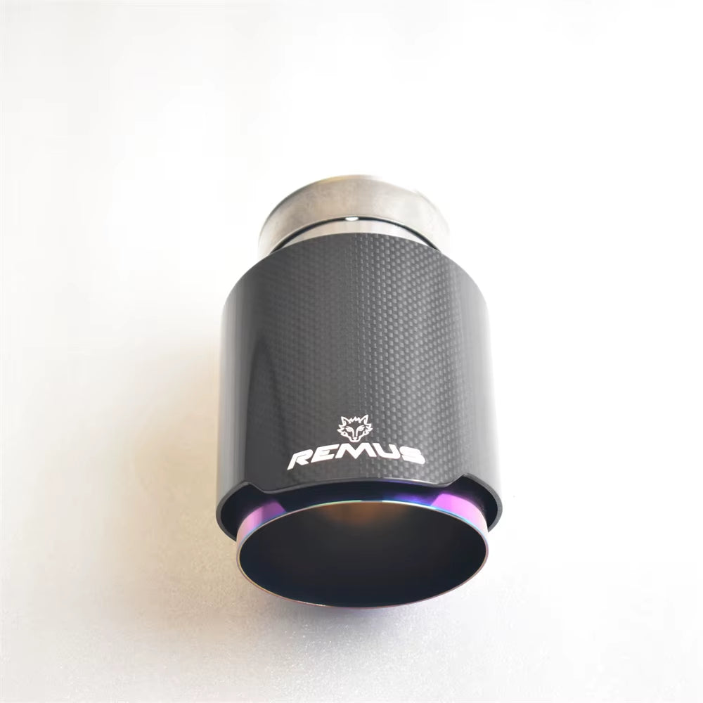 RE 1Pcs Carbon Fiber Tail Throat Stainless Steel Muffler with Smooth Surface and Purple Inner Liner for Car Modification