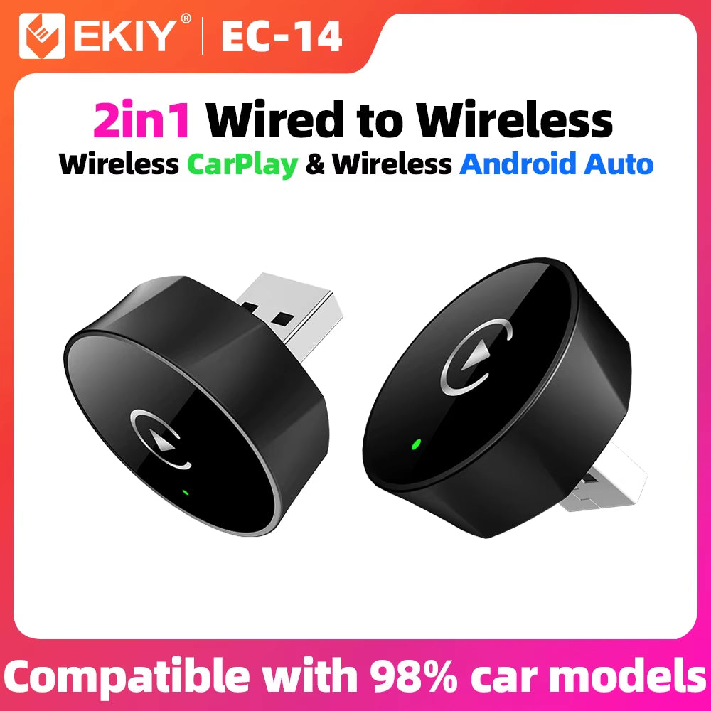 2In1 Wireless Carplay Dongle Wireless Android Auto Adapter AI Smart Box Car Intelligent Systems for Car with Wired Carplay