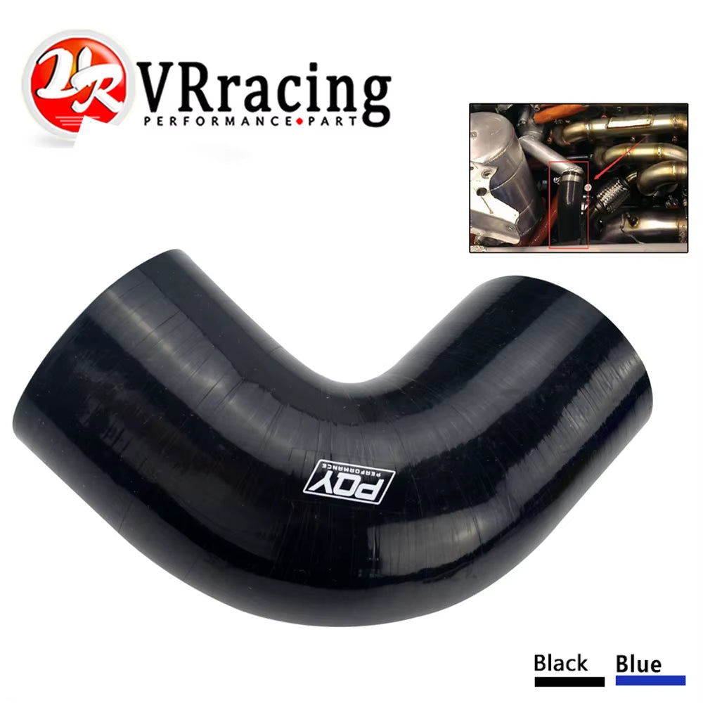 VR - 3" 76Mm 90 Degree Elbow Silicone Hose Pipe Turbo Intake Blue Black Vr-Sh9030-Qy