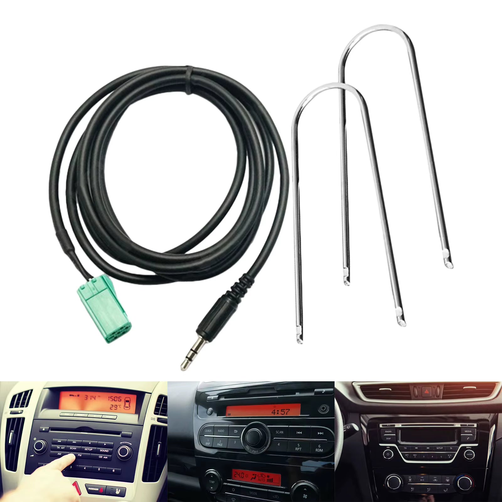 Car Aux Cable 3.5MM Audio Adapter for Renaults Clio Espace Kangoo Megane Scenic Trafic Twingo 2005 2006 2007 2008 2009 Active