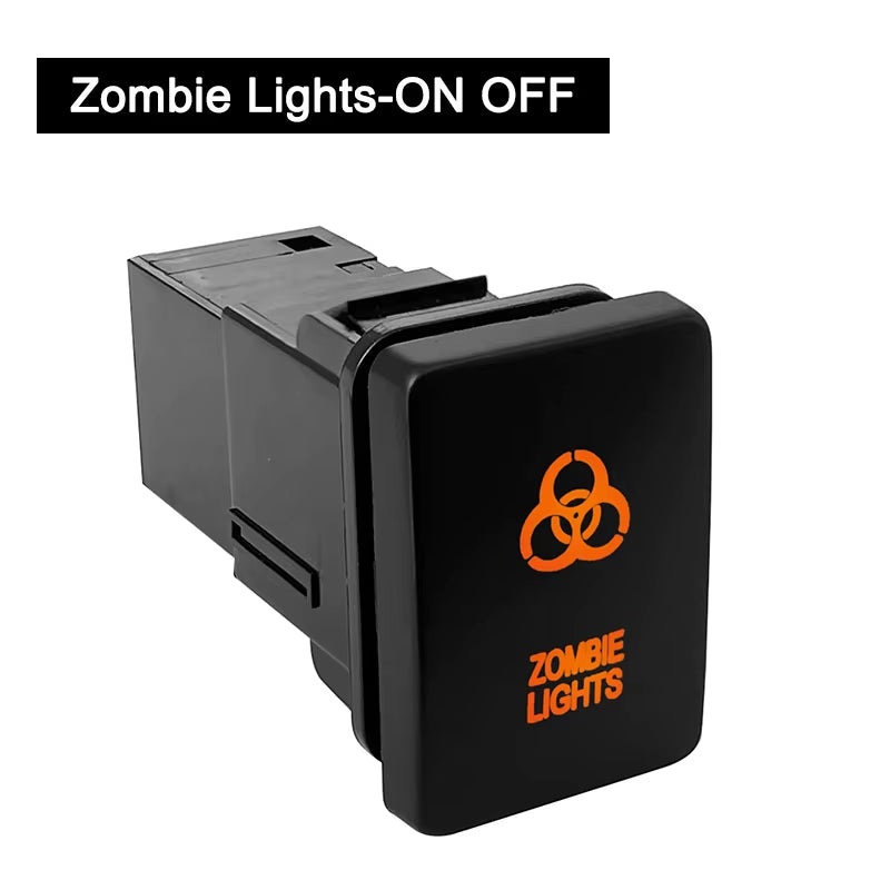 12V Car Push Button Switch with Cable Connector Orange Led Light Bar for Toyota Prado 150 200 Landcruiser Hilux RAV4 Carolla