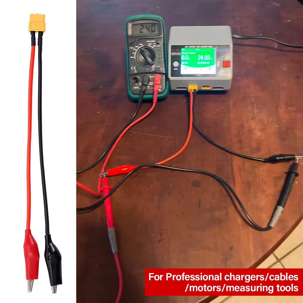 XT60 Connector Cable RC Alligator Clips for SKYRC Charger Pro Charger Cable Motor Run-In Line Measure Tool 14AWG