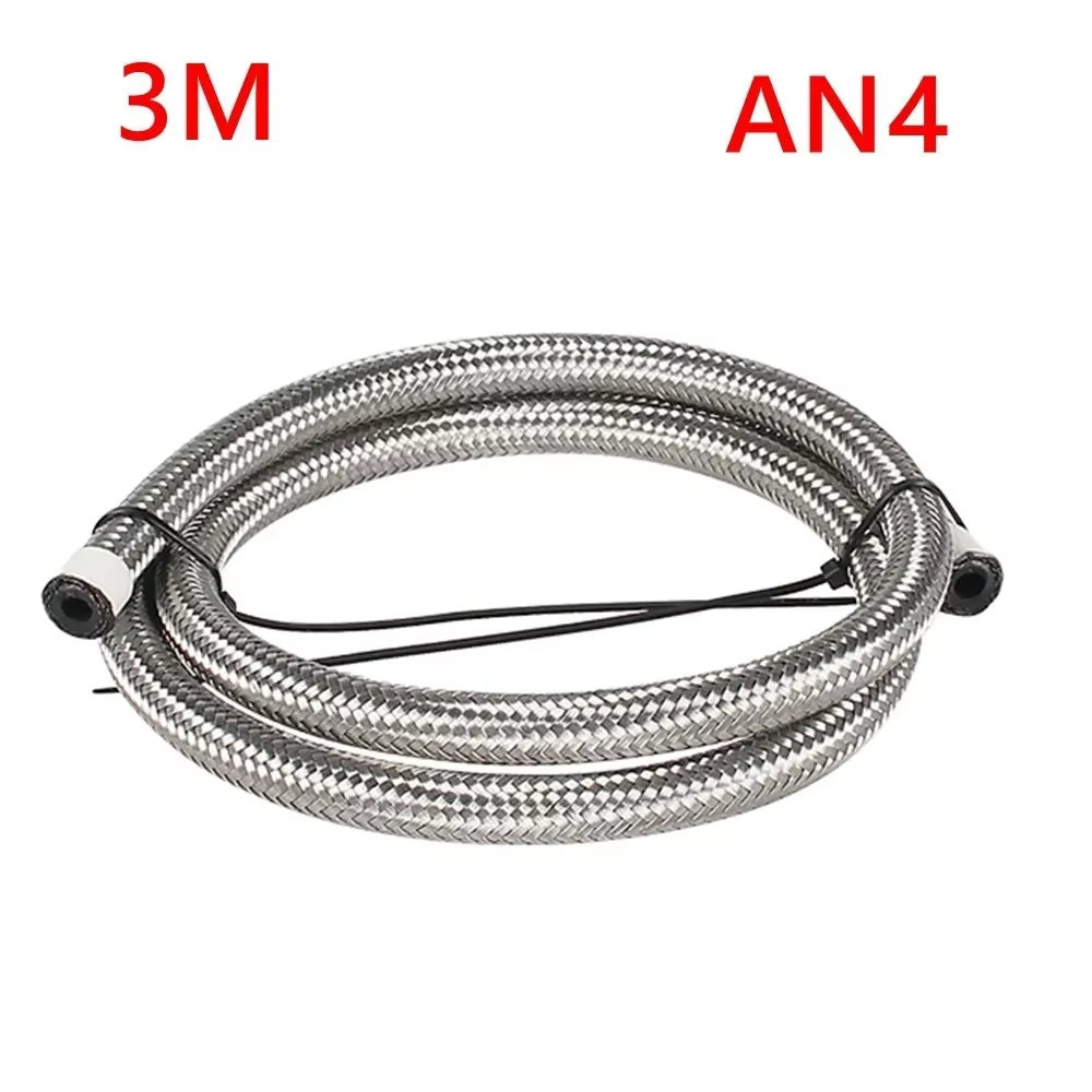 1M 3M 5M 16FT AN4 AN6 AN8 AN10 AN12 Oil Fuel Hose Oil Gas Cooler Hose Line 5M Pipe Tube Nylon Stainless Steel Braided Line