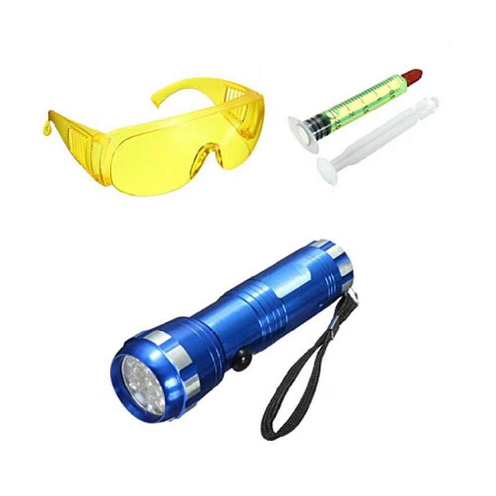 Fluorescent Leak Detector Kit Multifunctional Automotive Air Conditioning Repair Tools LED UV Flashlight Protective Glasses Set