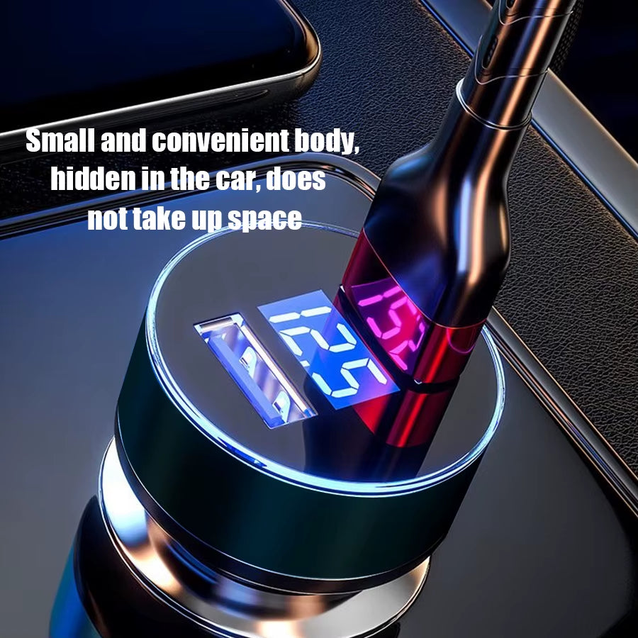 240W Car Charger Dual USB Ports 120W Super Fast Charging with Digital Display Quick Charging Adapter for Iphone Samsung Xiaomi