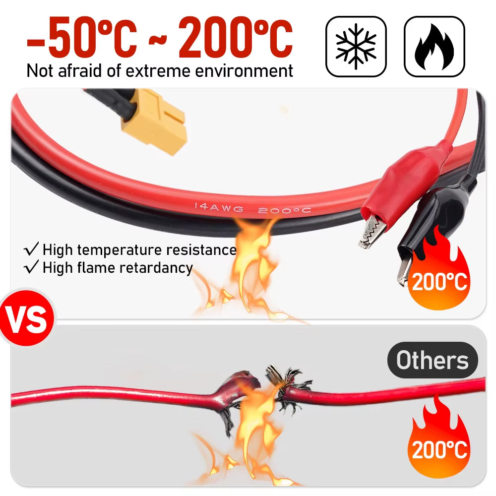 XT60 Connector Cable RC Alligator Clips for SKYRC Charger Pro Charger Cable Motor Run-In Line Measure Tool 14AWG