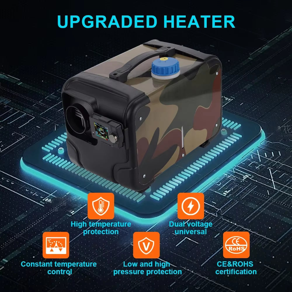 12V 24V 220V Car Air Parking Heater Set Camouflage Model 2-8KW with Bluetooth and Voice Playback Function for Ship RV Truck