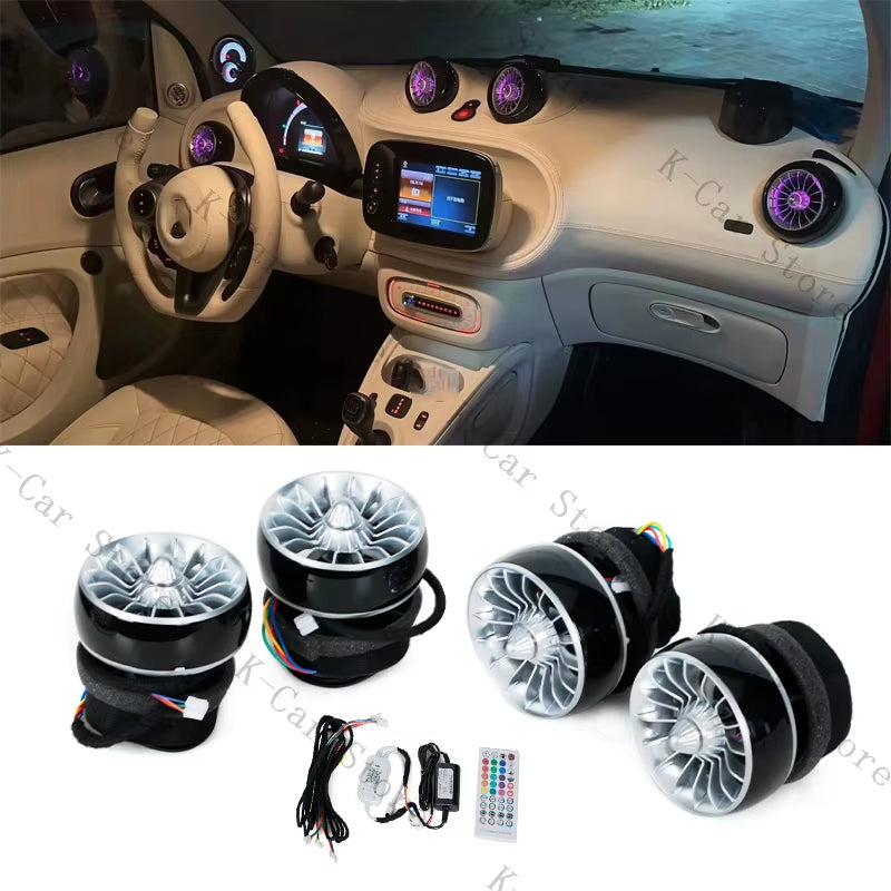 Car LED Front Dashboard AC Air Condition Vent Outlet Accessories for Mercedes Benz Smart Turbo Vent Outlet Trim