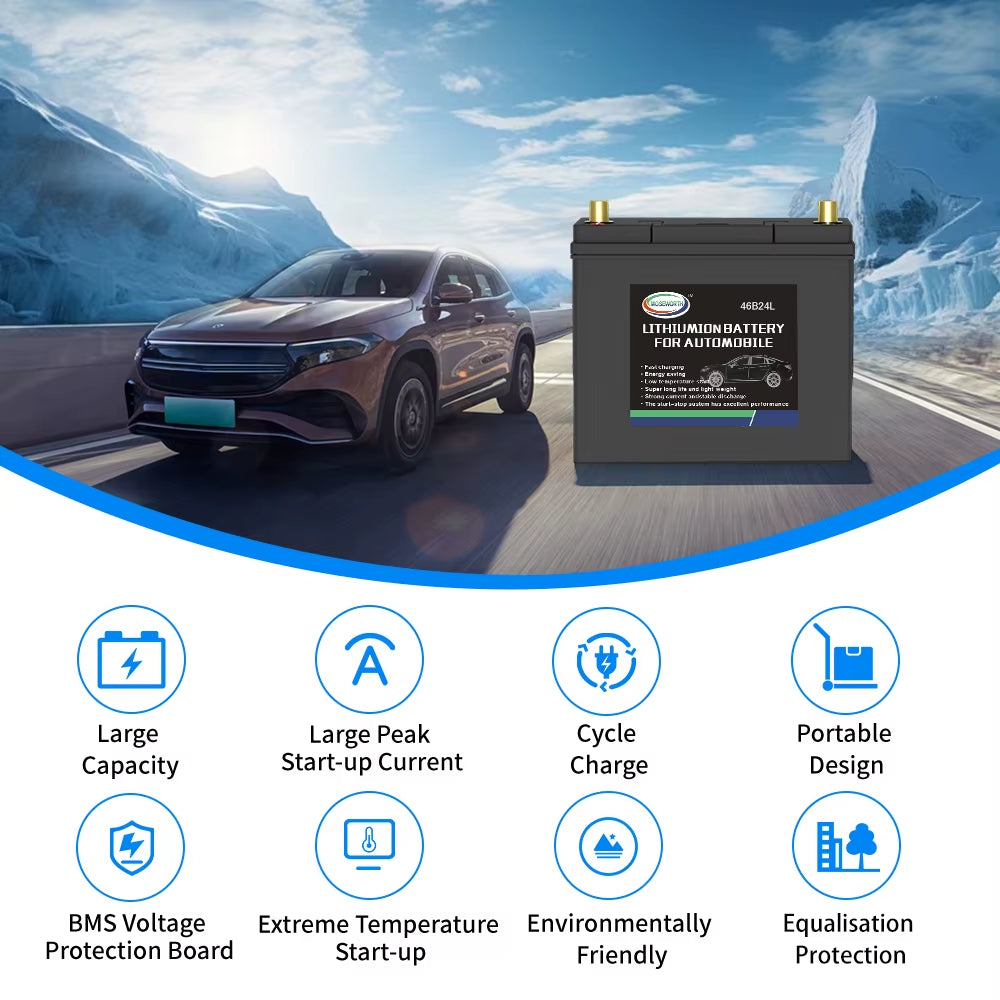 12V Lifepo4 Battery Car 20Ah 40Ah 70Ah 82Ah 100Ah 100Ah 120Ah Lithium Iron Phosphate Starting Battery Built-In BMS Jump Starter