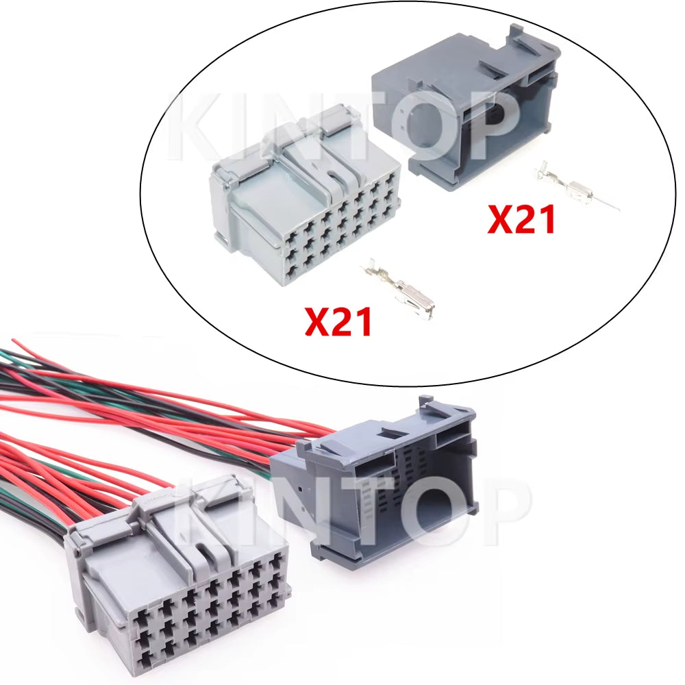 1 Set 21 Pins 1-967630-2 Auto AC Assembly Plastic Housing Unsealed Connector Grey Car Wiring Socket with Wires 8-968975-2