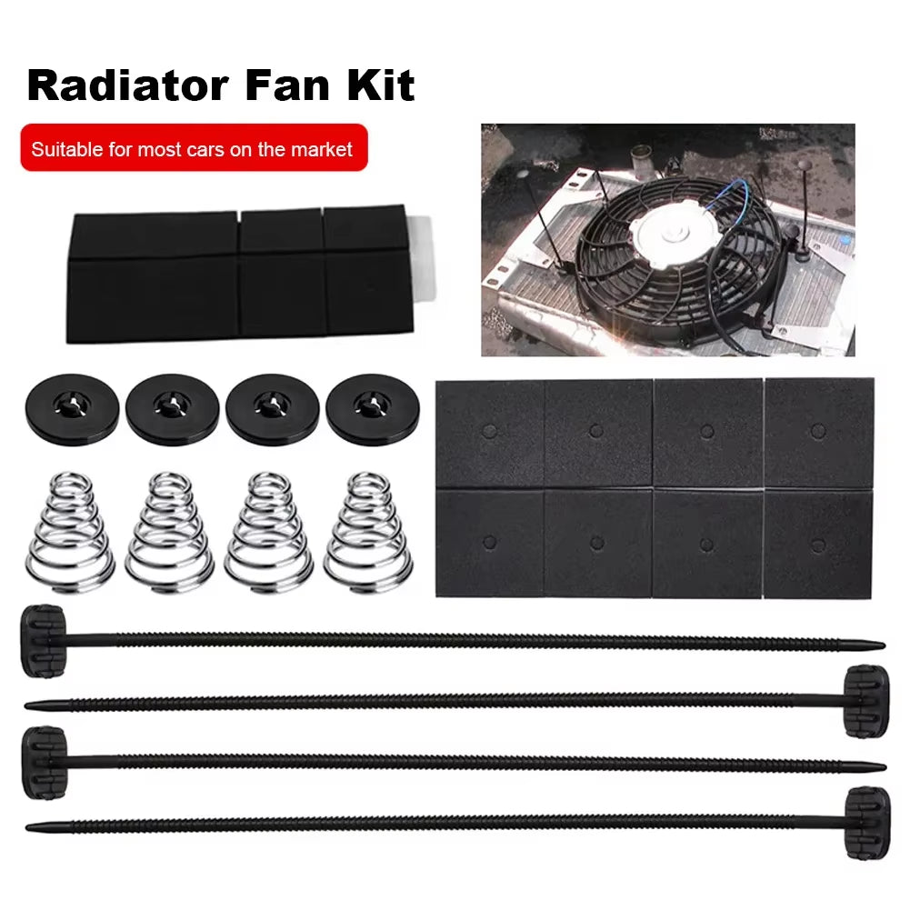 Universal Electric Cooling Radiator Auto Fan Mounting Kit Zip Ties Straps Tabs Brackets Car Accessories Parts