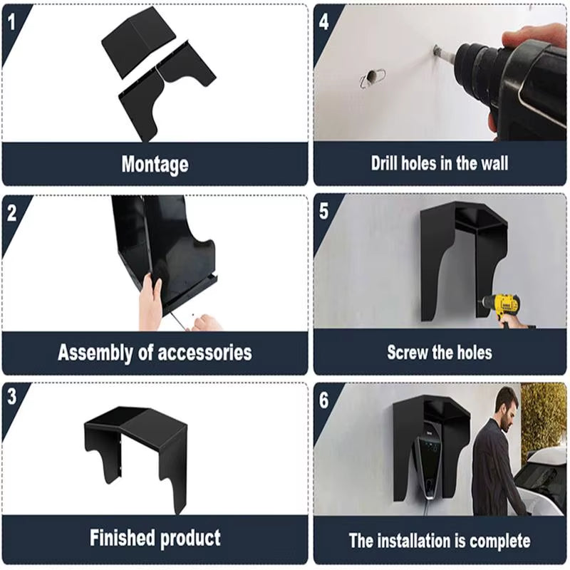 Aluminum Charging Station Protective Roof Rain Cover for Car Charging Port Electrical Outlet Cover Wall Mount Cover Kit