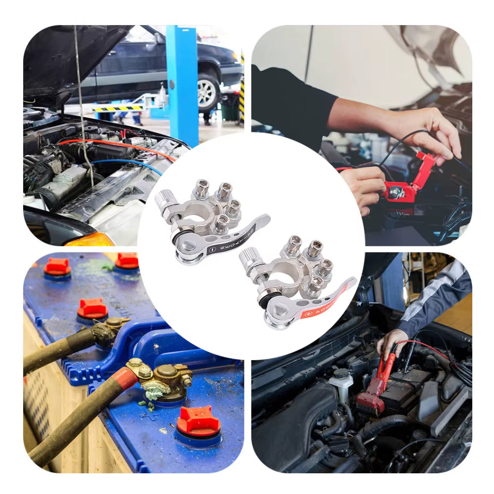 Car Battery Terminal Quick Release Disconnect Battery Terminals Copper Wire Lugs Cable Clamp Screw Connection Kit for Auto Boat