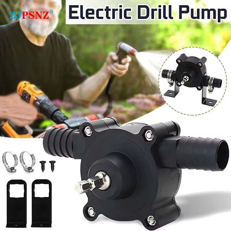 Electric Drill Pump Portable Mini Diesel Oil Fluid Water Pump Hand Self-Priming Liquid Transfer Pump Home Garden Outdoor Pump