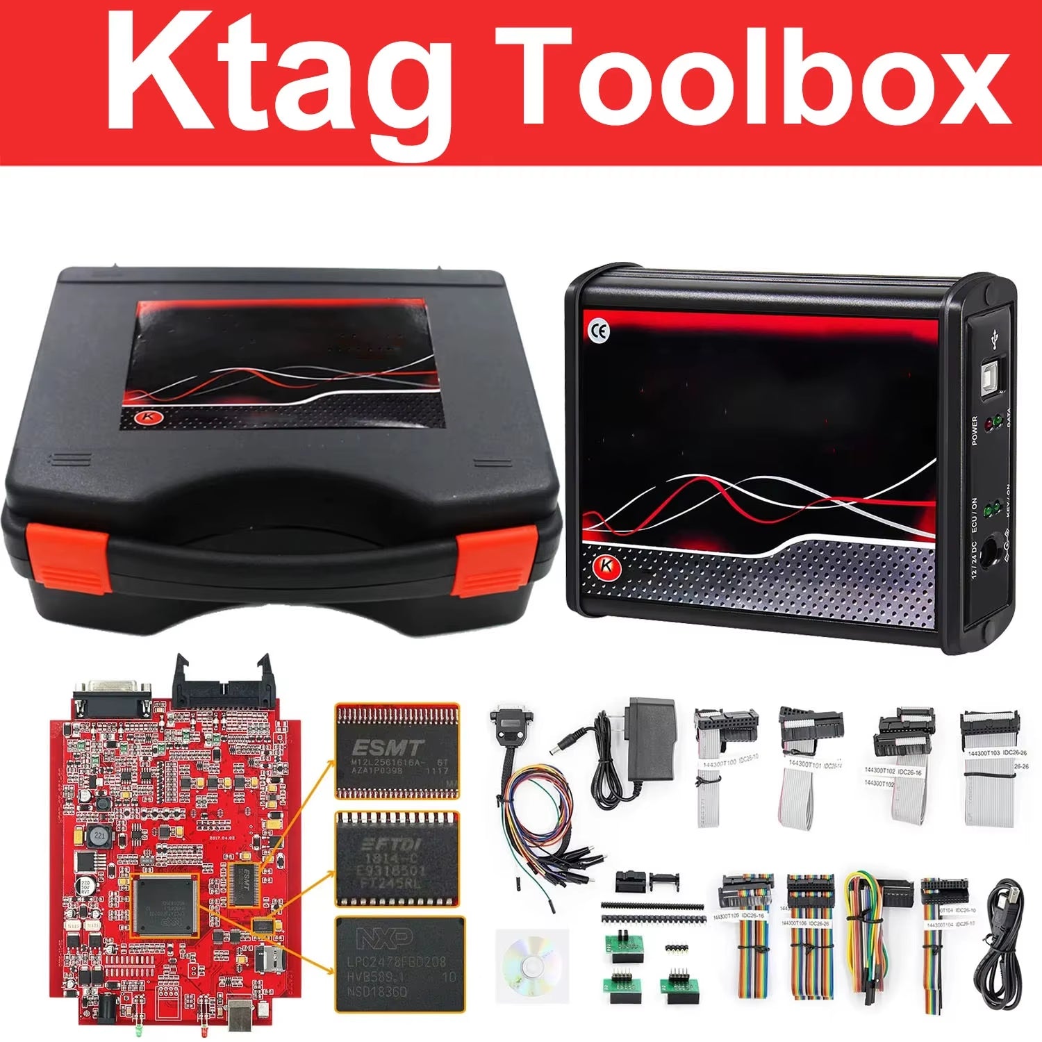 Kess KTAG ECU Chip Tuning Kit Kess V2 V5.017 2.80 EU Red KTAG 7.020 2.25 OBD2 Online Unlimited Repair Kit Car Truck with Toolbox