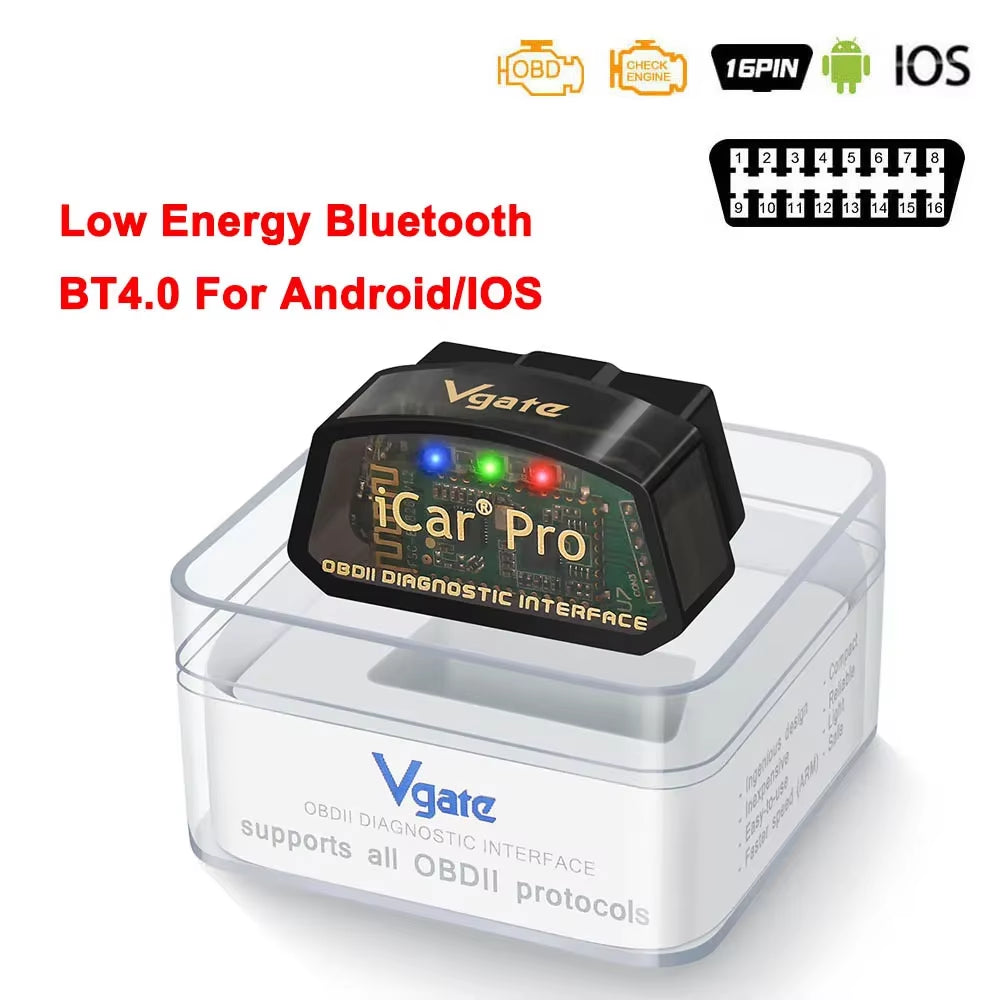 ELM327 V1.5 Bluetooth 4.0 OBD 2 OBD2 for Android/Ios ELM 327 V1 5 Car Diagnostic Scanner Tool Code Reader Icar Pro Vgate