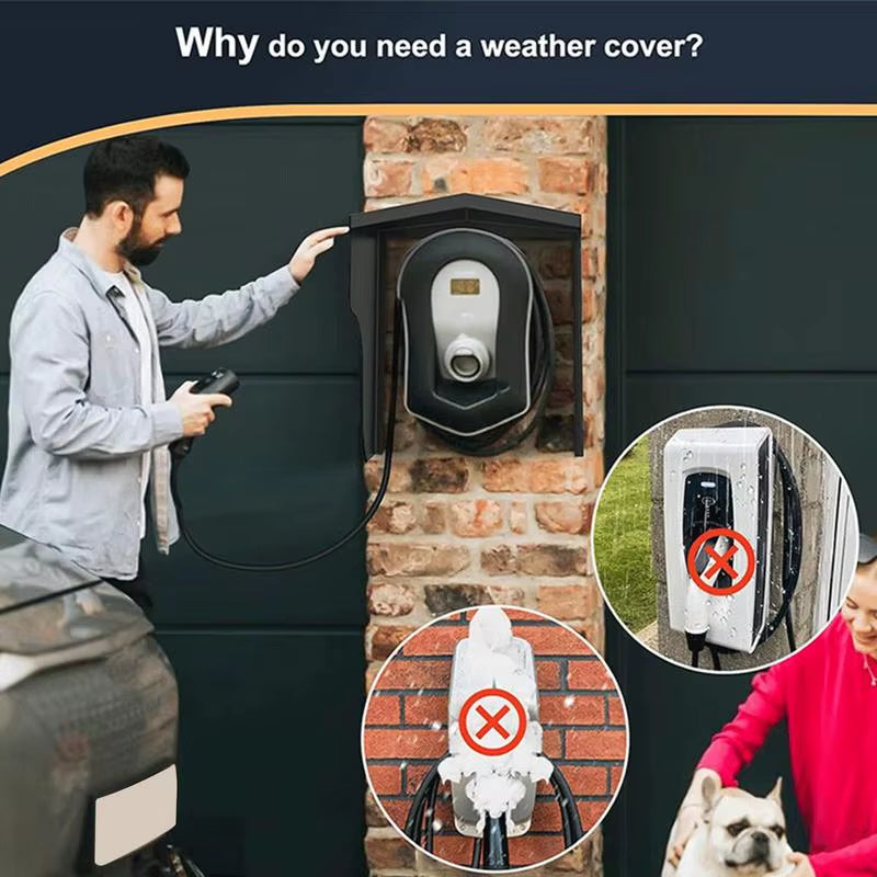 Aluminum Charging Station Protective Roof Rain Cover for Car Charging Port Electrical Outlet Cover Wall Mount Cover Kit