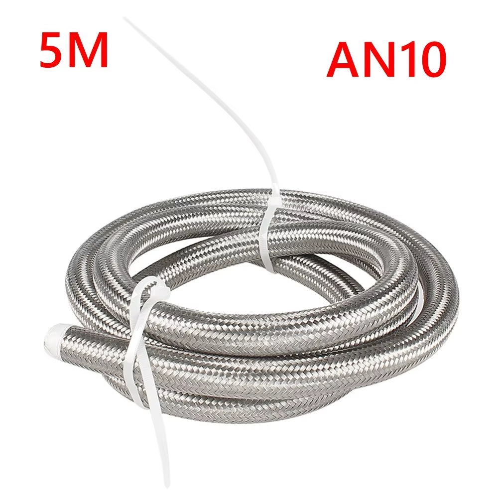 1M 3M 5M 16FT AN4 AN6 AN8 AN10 AN12 Oil Fuel Hose Oil Gas Cooler Hose Line 5M Pipe Tube Nylon Stainless Steel Braided Line