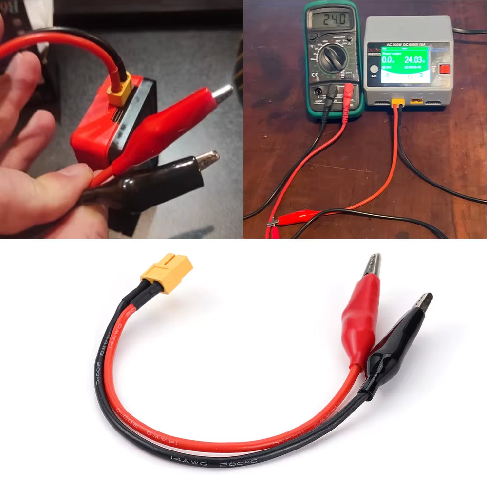 XT60 Connector Cable RC Alligator Clips for SKYRC Charger Pro Charger Cable Motor Run-In Line Measure Tool 14AWG