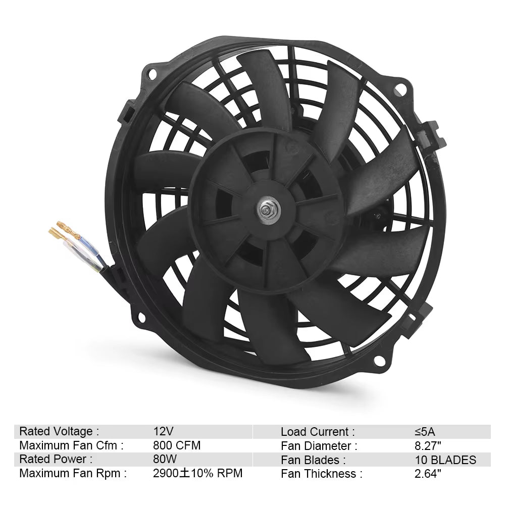 Universal 7/10/12/14 Inch 12V 80W 2100RPM Car Air Conditioning Electronic Radiator Cooling Fan Blade Electric Cool Mountingkit