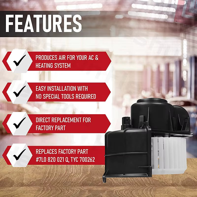 AC Heater Blower Motor Fan for Volkswagen Touareg 2004 - 2010 for Audi Q7 2007 - 2015 Replaces 7L0820021Q/L 700262 7L0820021S