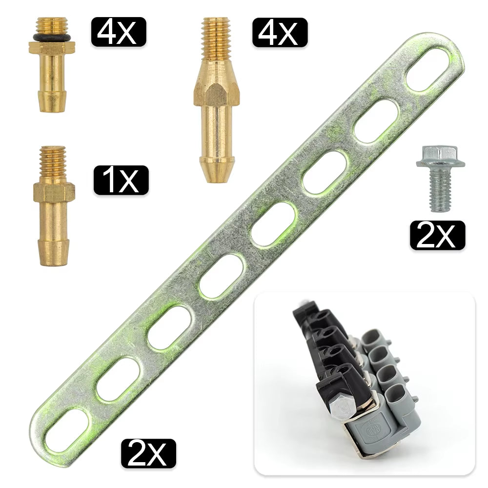 2/3 Ohm Car Injector LPG/CNG Sequential Fuel System Injection Auto Gas Conversion Kit Injector Rail Black