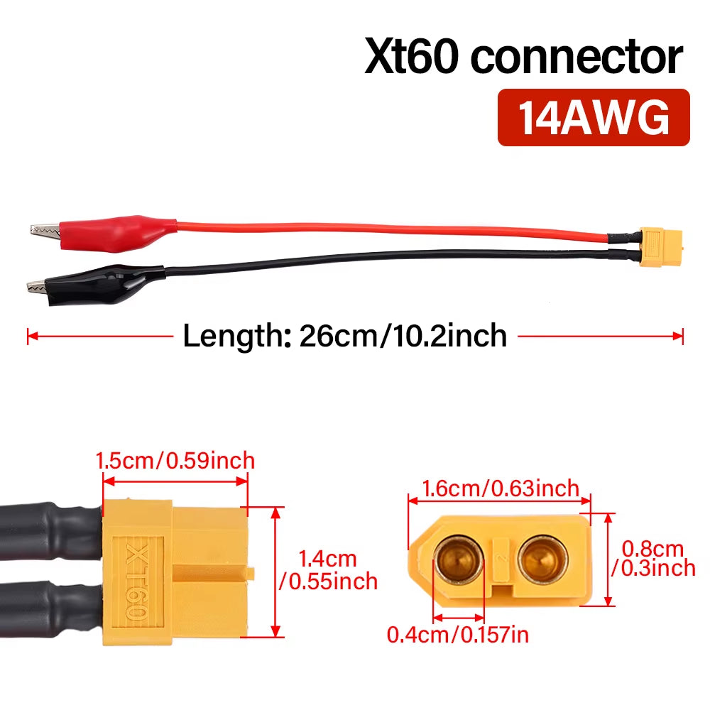 XT60 Connector Cable RC Alligator Clips for SKYRC Charger Pro Charger Cable Motor Run-In Line Measure Tool 14AWG