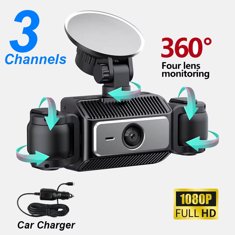 1080P Car DVR 4 Channel Dash Cam for Cars WIFI Video Recorder Night Vision Rear View Camera for Vehicle Remote Control