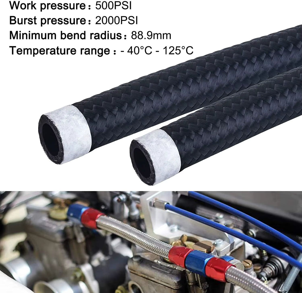 1M 3M 5M 16FT AN4 AN6 AN8 AN10 AN12 Oil Fuel Hose Oil Gas Cooler Hose Line 5M Pipe Tube Nylon Stainless Steel Braided Line