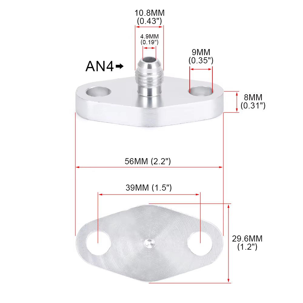 VR - Turbo Oil Feed Inlet Flange Gasket Adapter Kit 4AN 4 an Fitting T3 T3/T4 T04 VR-OFG31
