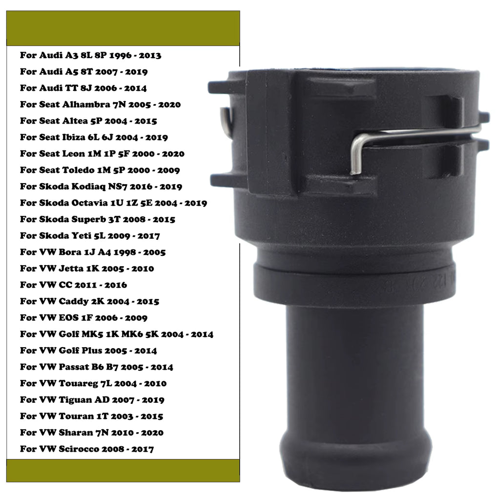 Car Radiator Coolant Hose Flange Quick Acting Coupling Adapter Pipe Connector with Clip Seal for Audi A3 8L 8P 1996 - 2012 2013