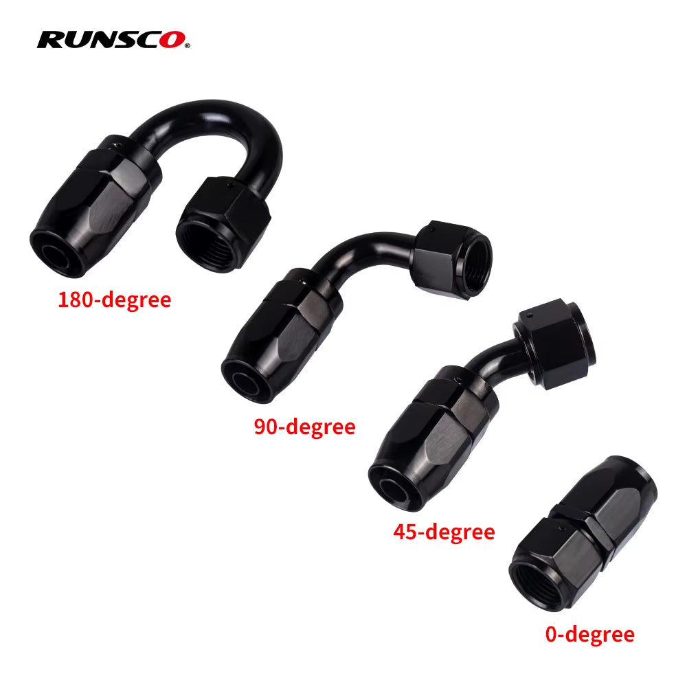 4/6/8/10/12 an Hose Ends Fitting Aluminium Black an Fittings Adapter Oil Fuel Pipe Reusable Fitting End 0/45/90/180 Degree