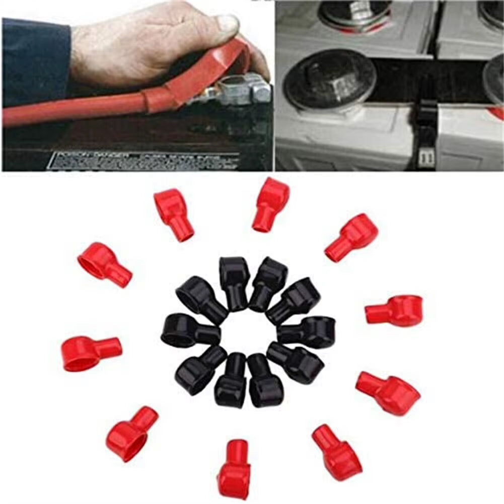 20 Pcs Battery Terminal Boots Covers Insulating Protector Cable Lug Caps Insulating Covers Replacement Tools Red/Black 12X20Mm