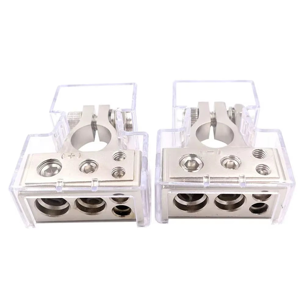 2Pcs 0/2/4/8/10 Gauge Positive Negative Car Battery Terminal Connectors Auto Car Marine Battery Terminal Connectors Shims