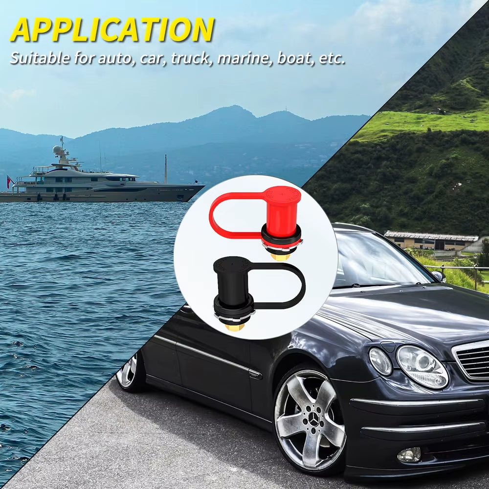 Daiertek Battery Charger Post 3/8" Stud Remote Battery Terminals with Cap M10 Battery Jump Post for Auto Truck Boat ATV Can-Am