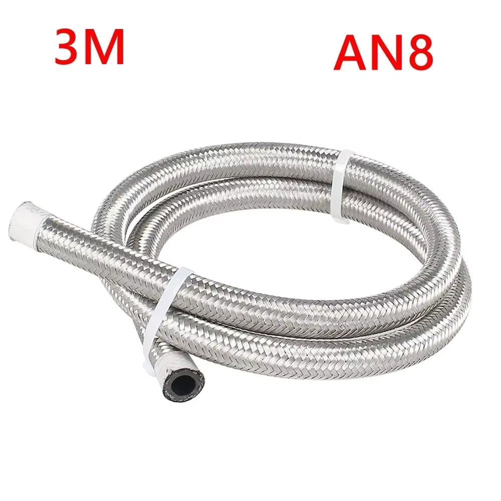 1M 3M 5M 16FT AN4 AN6 AN8 AN10 AN12 Oil Fuel Hose Oil Gas Cooler Hose Line 5M Pipe Tube Nylon Stainless Steel Braided Line