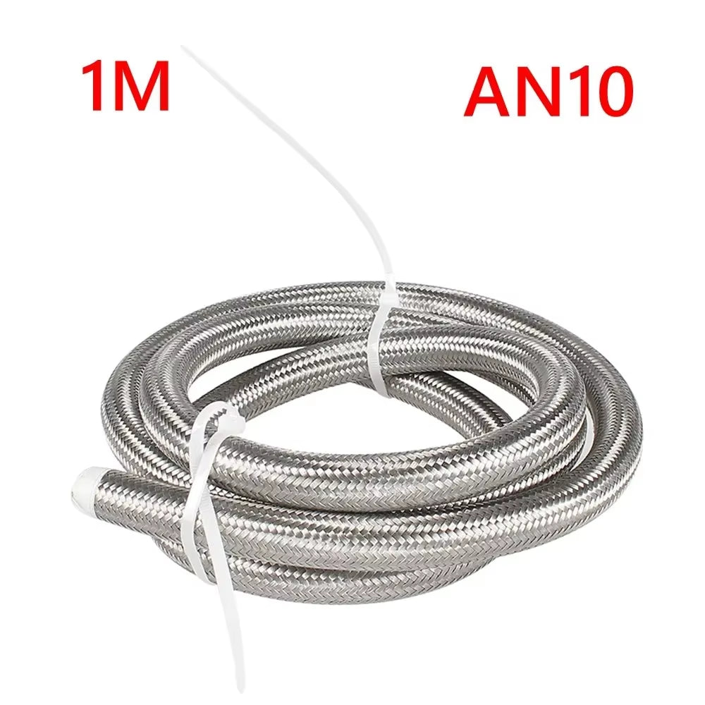 1M 3M 5M 16FT AN4 AN6 AN8 AN10 AN12 Oil Fuel Hose Oil Gas Cooler Hose Line 5M Pipe Tube Nylon Stainless Steel Braided Line