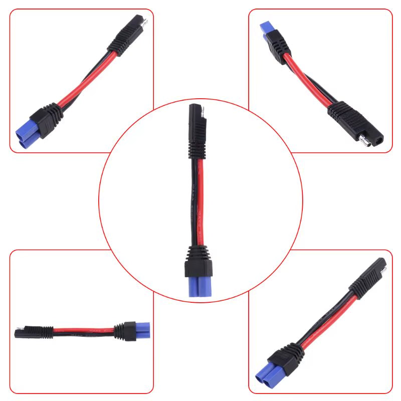 10AWG Connector Cable EC5 Male Plug to SAE Power Automotive for Cars RV Battery Tractor Adapter Solar Panel Extension Wi