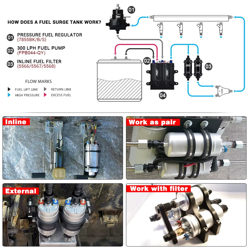VR - TOP QUALITY External Fuel Pump 044 OEM:0580 254 044 Poulor 300Lph Come with  Pack VR-FPB044