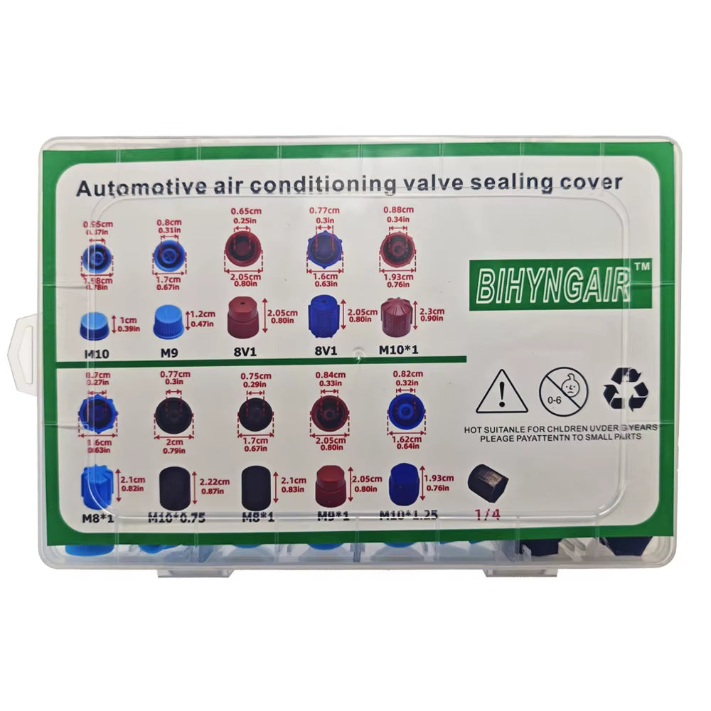 77Pcs Car Auto R134A AC A/C System Valve Core Dust Caps Set Air Seal Air Conditioning Valve Replacement Caps